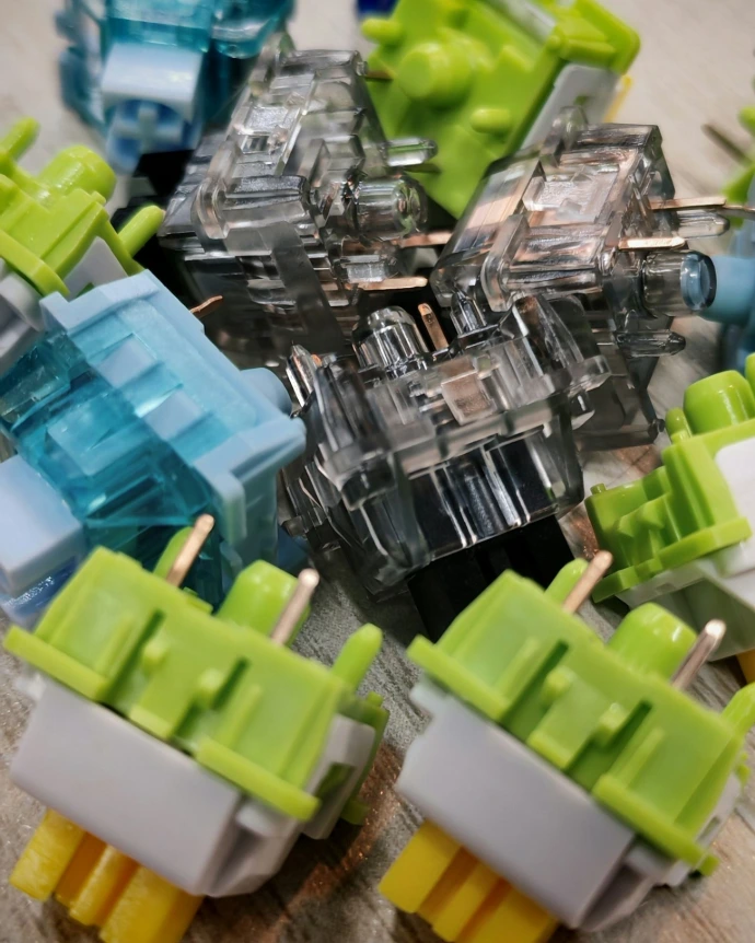 Pile of colorful mechanical keyboard switches